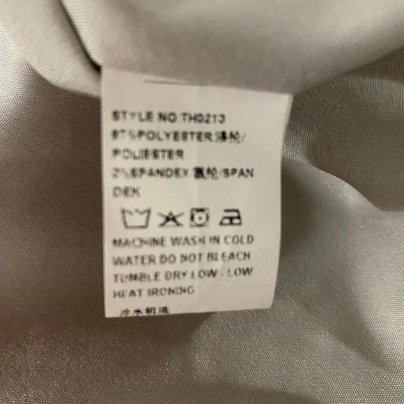 Love, Benito Square Neck Shirt Sleeve Light Gray Dress Size Large NWT - Picture 9 of 11